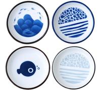 Ceramic Bowls Set of 4, Japanese Style Ceramic Pinch Bowls, Small Snack Bowls for Tapas, Dessert, Nuts, Olive, Soy Sauce Dish, Dip Bowls, Ingredients 9m*2cm