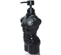 Ceramic Boy Soap Dispenser,Lotion and soap Dispenser Set Refillable Liquid Hand Soap Dispenser for Bathroom Kitchen (Black)