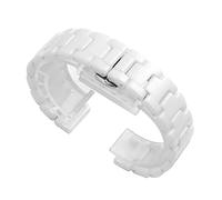 Ceramic Bracelet Watch Band Universal strap with Quick Release Pins Butterfly Buckle Deployment Clasp (20mm, White)