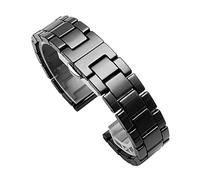 Ceramic Bracelet Watch Band with Quick Release Pins Butterfly Buckle Deployment Clasp Press Button Strap Bracelet Smart Watch Wristband Black (16mm)