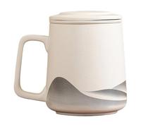 Ceramic Brewing Cup - Built in Leaf Steeping System Drinking Vessel, Compact Hot Beverage Container with Smooth Rim Design | Relaxation Enjoyment Accessory for Study Area Lounge Kitchen Break