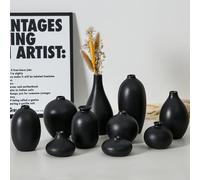 Ceramic Bud Vase Set of 10 - Black Mini Bud Vases in Bulk Dining Table Centerpieces, Cute Bulk Small Flower Vase for Pampas Grass&Single Flower Decor, Ideal Wedding Window Sill Aesthetic Desk Decor