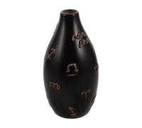 Ceramic Bud Vase with Narrow-mouth Shape and Embossed Zodiac Pattern Black | Modern Minimalist Design with Speckled Surface, Stable Tabletop Display, for Eucalyptus Stems and Fresh Flowers