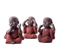 Ceramic Buddha Statue Tea Pet Purple Sand Monk Home Decoration Buddhist Monk Miniatures Ornaments Crafts Buddhism Gift Bonze Zen Art collection