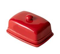 Ceramic Butter Container with Lid Suitable for Kitchen, Red | Modern Rectangular Shape, Ceramic Texture, Finishs, Multipurpose Serving Tray Suitable for Kitchen Fridge