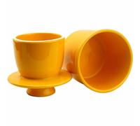 Ceramic Butter Crock with Water Line, Butter Keeper for Soft Butter, French Butter Dish with Lid, Housewarming Gift (Yellow, Round 6 oz)