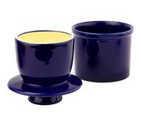 Ceramic Butter Crock with Water Line, Butter Keeper for Soft Butter, French Butter Dish with Lid, Housewarming Gift (Navy Blue, Round 6 oz)