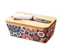 Ceramic Butter Dish - 350ml Capacity, Large Basin, Integrated Cutting Tool, Decorative Airtight | Baking Ingredients Preparation, Family Dinner, Housewarming Gift, Storage