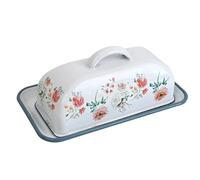 Ceramic Butter Dish, Butter Dish with Cover for Workbench Container Retro Farmhouse Style Dishes White