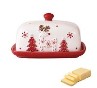 Ceramic Butter Dish, Porcelain Butter Dish, 19 cm Large Butter Dishes with Lid, Christmas Butter Bell, Dishwasher Safe, Butter Box, Butter Dish for Household, Kitchen, Worktop (B)