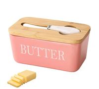 Ceramic Butter Dish, Porcelain Butter Dish, Large Butter Dishes with Lid & Butter Knife, Butter Bell Butter Tin Dishwasher Safe, Butter Box, Butter Dish for Household, Kitchen, Worktop (Pink 14.8 cm)