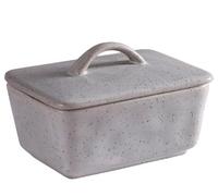 Ceramic Butter Dish with Lid, 350 ml, Porcelain, Butter Dish, High-Quality Plastic, Butter Machine for Kitchens, Fits 1 Butter Block (Grey)