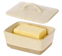 Ceramic Butter Dish with Lid, 450 ml Vintage European Square Butter Dish with Handle, Airtight Storage Container for Kitchen Countertop, Dining & Baking