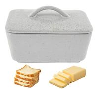 Ceramic Butter Dish with Lid Fits 250g Butter Block(Grey) | Vintage Butter Keeper Container Box for Countertop for Butter Nut Cracker Teabag Storage Speckled Matte Glaze Dishwasher Safe