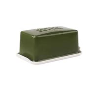 Ceramic Butter Dish with Lid, Kitchen Countertop Cheese Dish, Ceramic Butter Container Storage, Tableware, Dishwasher Available for Kitchen, Dining Table(Green 19x11.5x8cm)