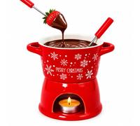 Ceramic Butter Warmer Fondue Set, Melting Pot for Chocolate Cheese Caramel | Heat-Resistant Dipping Melting Pot with Tea Light Candles, Small Chocolate Caramel Pot for Party Gathering, Snowflake