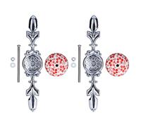 Ceramic Cabinet Handles Vintage Hand Painted Modern Simple Style Decorative Knobs for Wardrobe Drawer Cabinet Zinc Alloy Ceramic Material 4.1cm Diameter 2pcs Set (1060D Ten Thousand Years Red-Large)