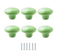 Ceramic Cabinet Knobs 6Pcs Ceramic Knobs Single Hole Colorful Cabinet Bookcase Drawer Handle Green