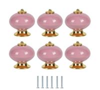 Ceramic Cabinet Knobs 6Pcs Colored Ball Ceramic Handle Cabinet Wardrobe Door Furniture Drawer Knobs Single Hole Gold Base Rose Red