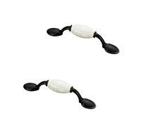 Ceramic Cabinet Pulls, 2 Pack Solid Ceramic Kitchen Handles, Plating Surface, Hole Center: 76-96mm, Bow Drawer Pulls, White Black