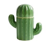 Ceramic Cactus Decorative Toothpick Holder - Green Bathroom Cotton Swab Jar, Small Cactus Canister, Floss Container Cute Toothpick Floss Organizer for Kitchen Bathroom Decor(One Pcs)