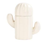 Ceramic Cactus Decorative Toothpick Holder - White Bathroom Cotton Swab Jar, Small Cactus Canister, Floss Container Cute Toothpick Floss Organizer for Kitchen Bathroom Decor(One Pcs)