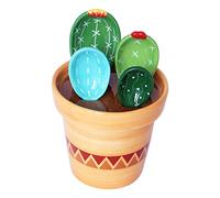 Ceramic Cactus Measuring Spoons with Holder Set Baking Measuring Spoons Easy to Clean Cactus Set