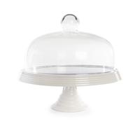 M&W Ceramic Cake Dome with Glass Cover | Display Stand | Easter & Party Platter