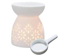 Ceramic Candle Holder E-ssential Oil Burner, Wax Melt Burner with Spoon, Tea Light Candle Holder W-ax Warmer Aromatherapy Aro-ma Burners Scented Diffuser for Home Bedroom Decoration