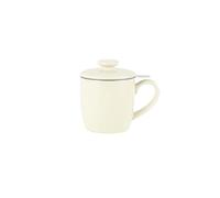 Ceramic Candle Tea Warmer with Candle Holder, Teapot Heating Warmer Base for Tea/Coffee/Milk/Food Warm, Porcelain Heating Furnace Warmer (Globe Mug，Ivory，300ml)