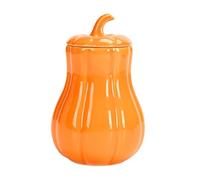 Ceramic Candy Jar, Pumpkin Container, Cookie Canister, Airtight Lid Design, Smooth Glazed Finish, Seasonal Home Display Use, Kitchen Decor Accent, Small & Large