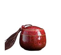Ceramic Canister Memorial Pet Urn Seal Pot Big Keepsake Casket Porcelain Jar Ashes Storage Memento Burial Holder(Red,6x6x5)
