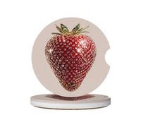 Ceramic car coasters (2-pack) AKGFFDS Shining diamond strawberries Printing absorb moisture are non-slip and easy to clean for cars trucks and vans.