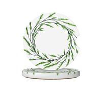 Ceramic car coasters (2-pack) AKGFFDS Willow branches and wreaths Printing absorb moisture are non-slip and easy to clean for cars trucks and vans.