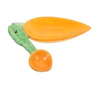 Ceramic Carrot Shaped Dipping Bowl with Spoon for Sauces and Desserts | Whimsical Polished Finish, Suitable for Salad Dressings, Cakes, Parties, Sushi Night, Restaurant Servers and Hosts