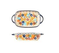 Ceramic Casserole Dish 23.5 x 13 x 15 cm, Rectangular, 730 ml Lasagne Mould with Handle, Coloured Baking Mould for Bread, Pasta, Lasagna, Oven and Microwaves