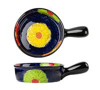Ceramic Casserole Dish With Handles, Vintage Style Oven Safe Baking Pan for Lasagna, 32 oz