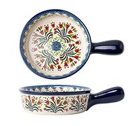 Ceramic Casserole Dish With Handles, Vintage Style Oven Safe Baking Pan for Lasagna, 32 oz