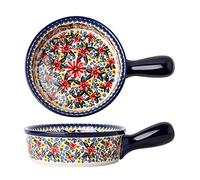 Ceramic Casserole Dish With Handles, Vintage Style Oven Safe Baking Pan for Lasagna, 32 oz