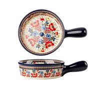 Ceramic Casserole Dish With Handles, Vintage Style Oven Safe Baking Pan for Lasagna, 32 oz