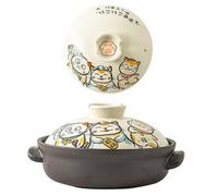 Ceramic Casserole Dish With Lid, Japanese Style Clay Pot Round Soup Pot Heat Resistant Ceramic Cookware,for Kitchen And Cooking, Oven, Dishwasher And Microwave Safe,Cat(Cat,1.5L)