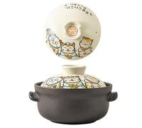 Ceramic Casserole Dish With Lid, Japanese Style Clay Pot Round Soup Pot Heat Resistant Ceramic Cookware,for Kitchen And Cooking, Oven, Dishwasher And Microwave Safe,Cat(Cat,2.0L)