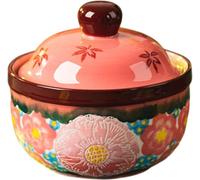 Ceramic casserole dish with lid, steamer egg dish, Japanese soup rice bowl for ramen, miso, desserts