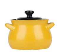 Ceramic Casserole Dishes, Double Handle Lid Pure Ceramic Tureen Soup Clay Pot/Earthen Pot/Ceramic Cookware(Black and Yellow,3.8L)