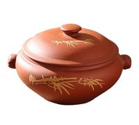 Ceramic Casserole, Small Copper Saucepans Steam Cooker, Stew Clay Casserole Zisha Steamer Ceramics Stovetop with Cover(400ML)