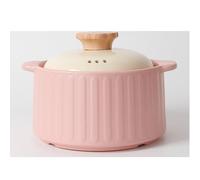 Ceramic Casserole With Lid And Handle, Heat Resistant Clay Pot Earthen Pot With Vent Hole, Household Uniform Heating Cookware Suitable For Open-Flame Ovens Microwave(Pink,1.3L/1.4Quart)