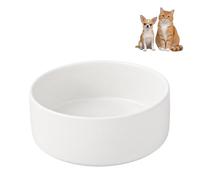 Ceramic Cat Bowl Dog Dish - Small Pet Feeding Bowl for Cats and Puppies - Microwave and Dishwasher Safe - 4.9 oz - 320 ml - White