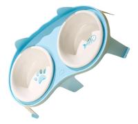 Ceramic Cat Bowl Elevated with Stand, Compartment Feeder for Food and Water, Stable Pet Bowls Set with Raised Rack