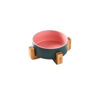 Ceramic Cat Bowl Set, Raised Cat Bowls with Non-Slip Bamboo Stand, Cat Food and Water Bowl Set, Double Cat Feeding Bowls, Pet Dishes for Cats and Small Dogs