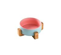 Ceramic Cat Bowl Set, Raised Cat Bowls with Non-Slip Bamboo Stand, Cat Food and Water Bowl Set, Double Cat Feeding Bowls, Pet Dishes for Cats and Small Dogs
